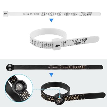 UUBAAR Ring Sizer Measuring Tool Kit, 27PCS Stainless Steel Ring Sizing Gauge Measurer, US Size 0-13 with Half Sizes, 2 Reusable Finger Sizer Belts US 1-17(1 with Magnifier), Men Women Wedding Jewelry