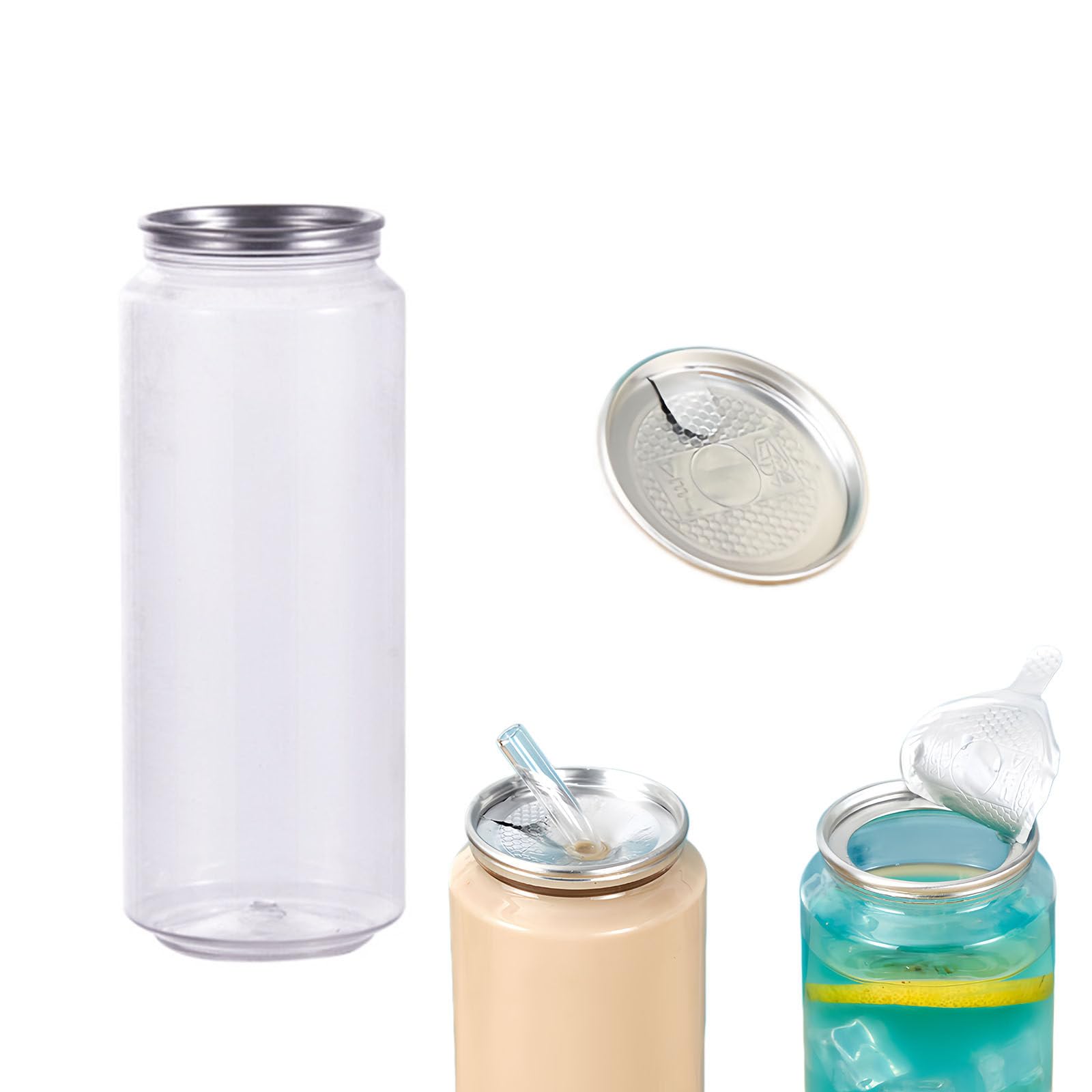 Lot de 200 bouteilles jetables multi-usage avec couvercles en aluminium, gobelets étanches et hermétiques pour boba, café glacé, jus et smoothies, 250 ml