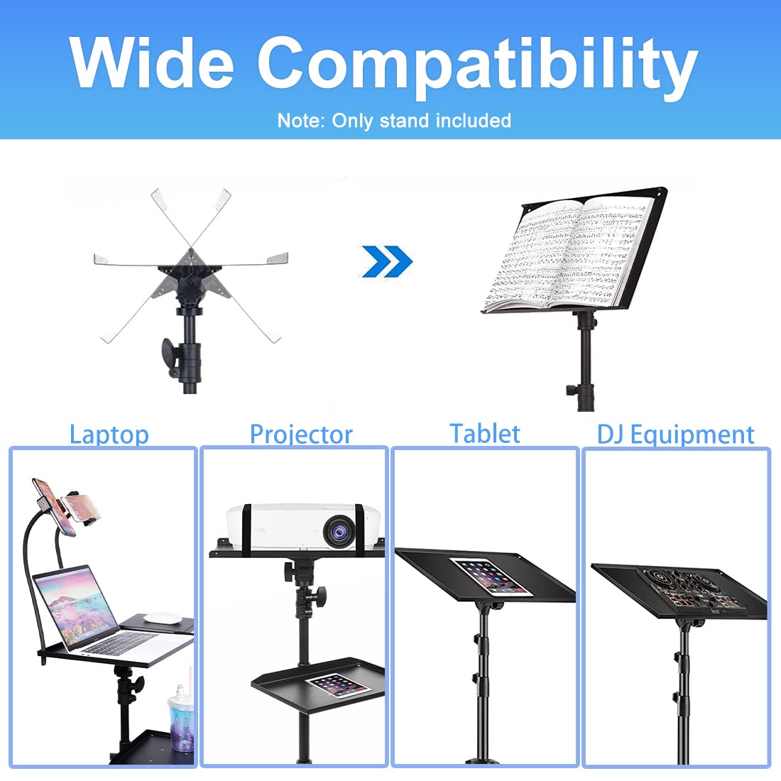 Support de Vidéoprojecteur, Support avec 3 Roulettes, Hauteur Réglable 81-130 cm, Trépied de Projecteur Portable, Projecteur, Equipement