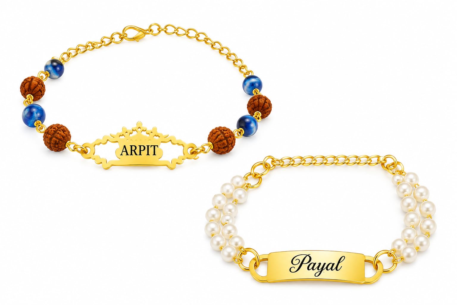 Ambe photo world Personalized Name Bracelet rakhi Combo for Men & Women-image-2