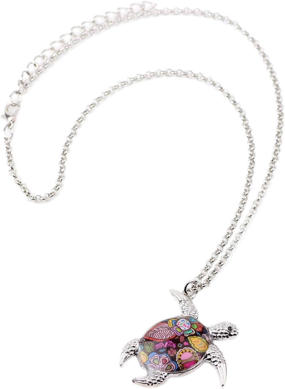 BONSNY Enamel Chain Sea Ocean Floral Turtle Necklace Pendant For Women Charms Fashion Jewelry Gifts - Image 4
