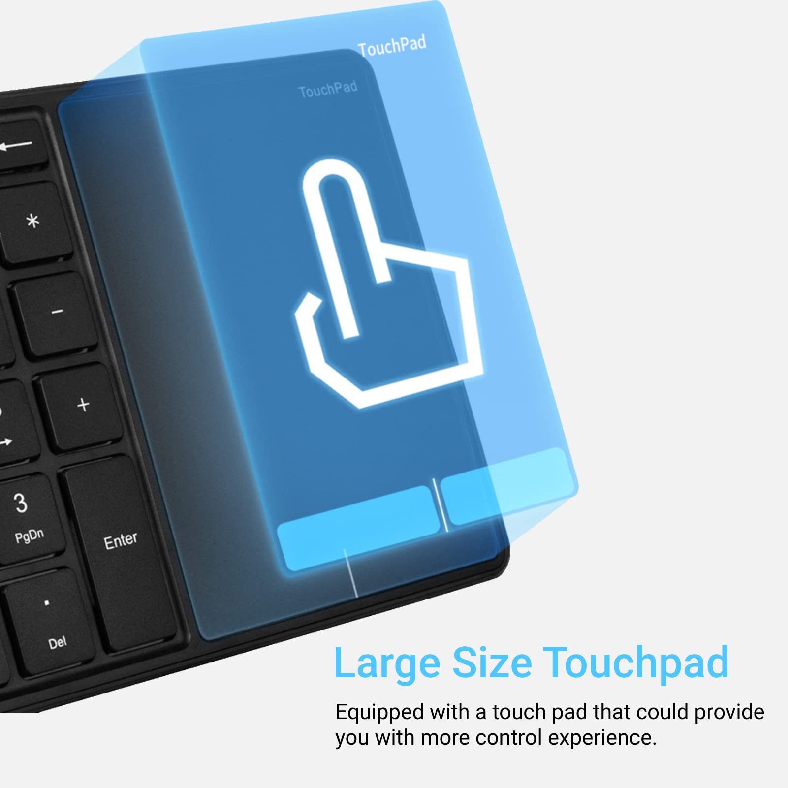 Yunseity Tastierino Numerico Wireless 2.4G con Touchpad, Tastierino Numerico Portatile Bluetooth a 22 Tasti, Tastiera Numerica Ricaricabile USB C per Contabilità Finanziaria(Nero)