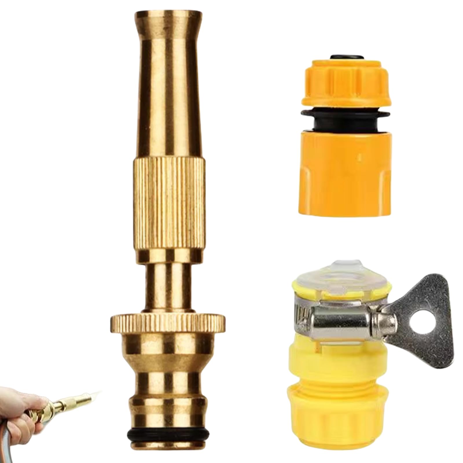 3 PCS High Pressure Brass Nozzle Gun Kit with 1 Solid Brass Water Spray and 2 Connection Nozzles, 1/2" Brass Water Spray Nozzle Suitable for Gardening Car Bike Washing Water Pressure Nozzle (B0CWP1JFDR) Amazon Price History, Amazon Price Tracker