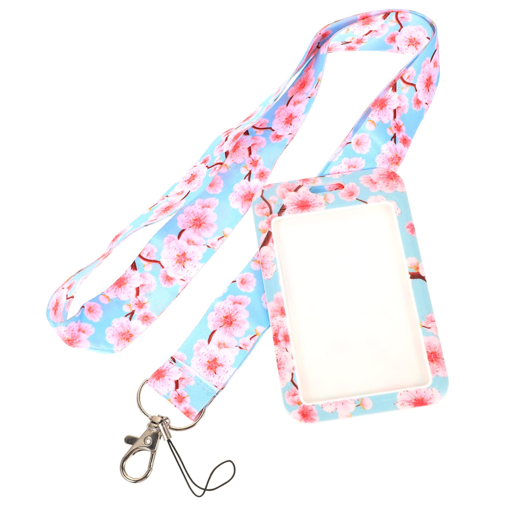 MAGICLULU phone lanyard card holder office employee holder clear id windows name tag holders floral id holder id pouch cell phone lanyard ic holder plastic campus ID card set Anti-scratch