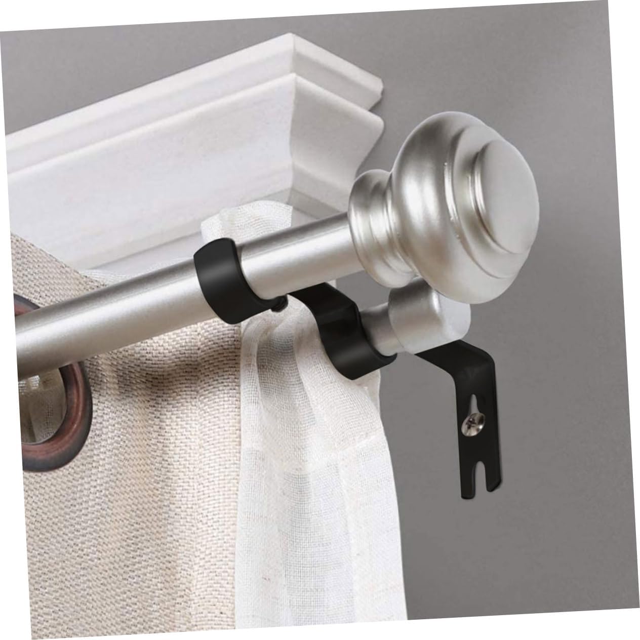 Unomor 4pcs Adjustable Curtain Rod Brackets Sturdy Holders for Window Hardware Extendable Support for Roman and Single Rods Easy Installation Thickened Design for Stability Black