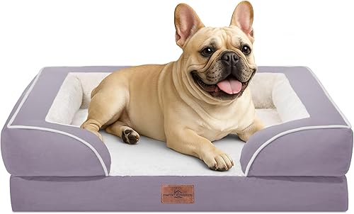 Miniatura 261 de Comfort Expression - Cama ortopédica perros pequeños, 20 x 14 pulgadas, impermeable, espuma soporte cartón de huevo, cojines extraíbles, sofá con