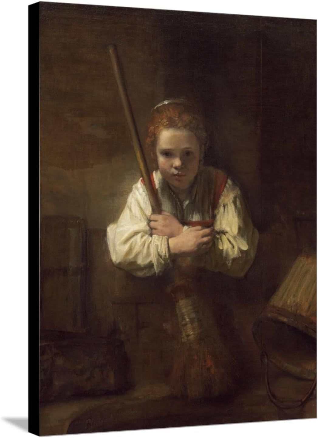 ART.COM Wall Art Print A Girl with a Broom, 1651 by Rembrandt van Rijn, 18" x 24"