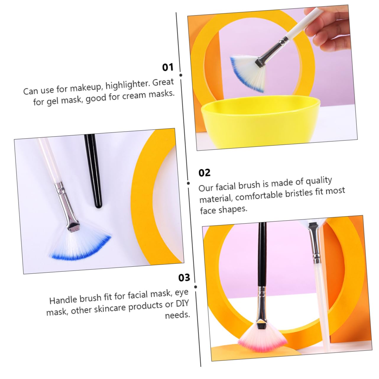 BIUDECO Facial Mask Brush Set 8pcs Fan Shaped Makeup Tools Beauty Accessories Smooth and Full Coverage Easy to Clean