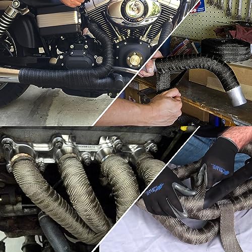 Hitzeschutzband für Auspuff - 5 m schwarzes Thermoband mit 6 Edelstahlkabelbindern