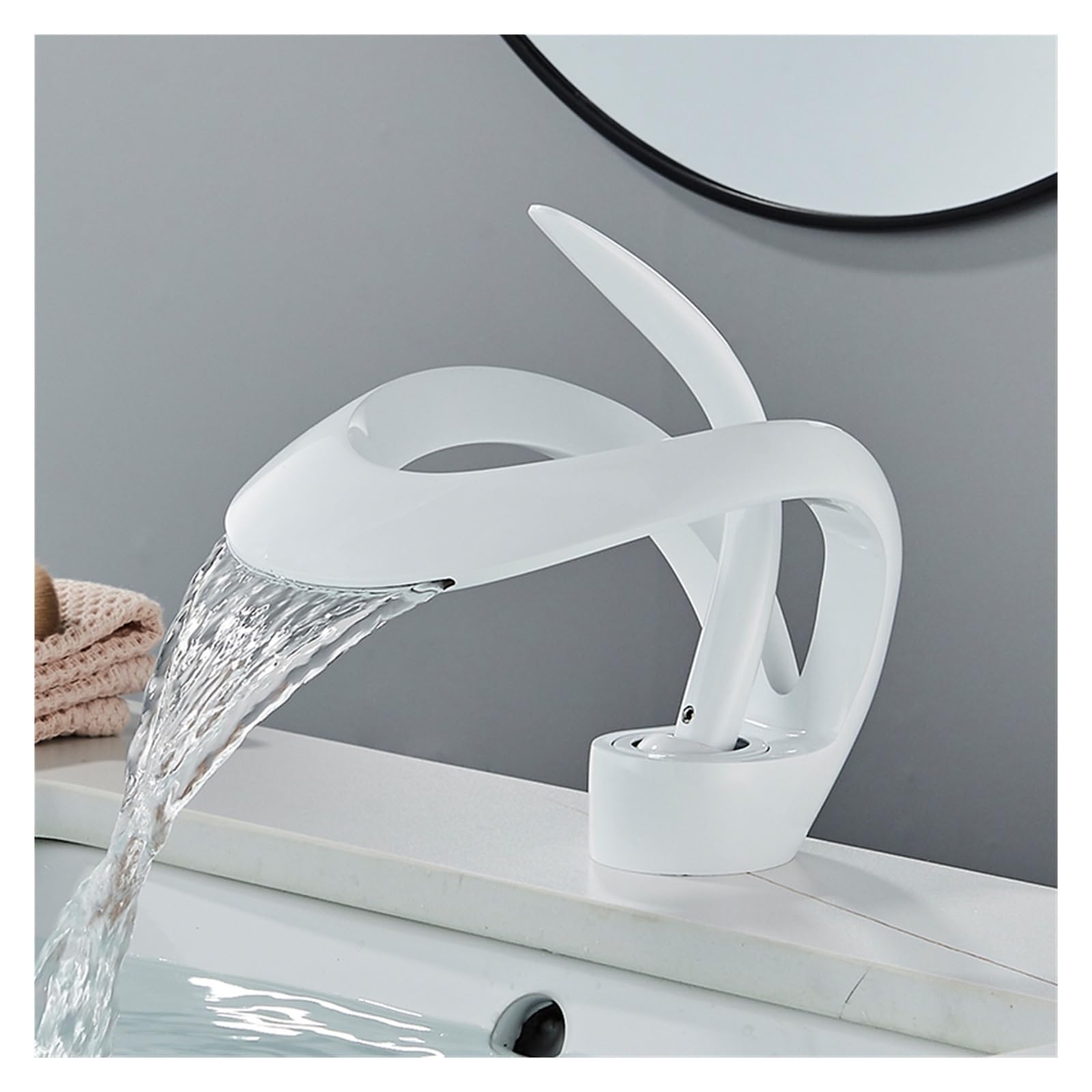 Robinet de lavabo cascade noir et blanc mitigeur eau chaude froide
