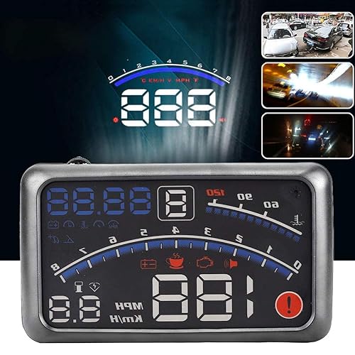 Miniatura 7 de Pantalla frontal universal de 5.5 pulgadas para automóvil, velocidad de alarma de velocidad F4 MPH con película de proyección de parabrisas de 12 V
