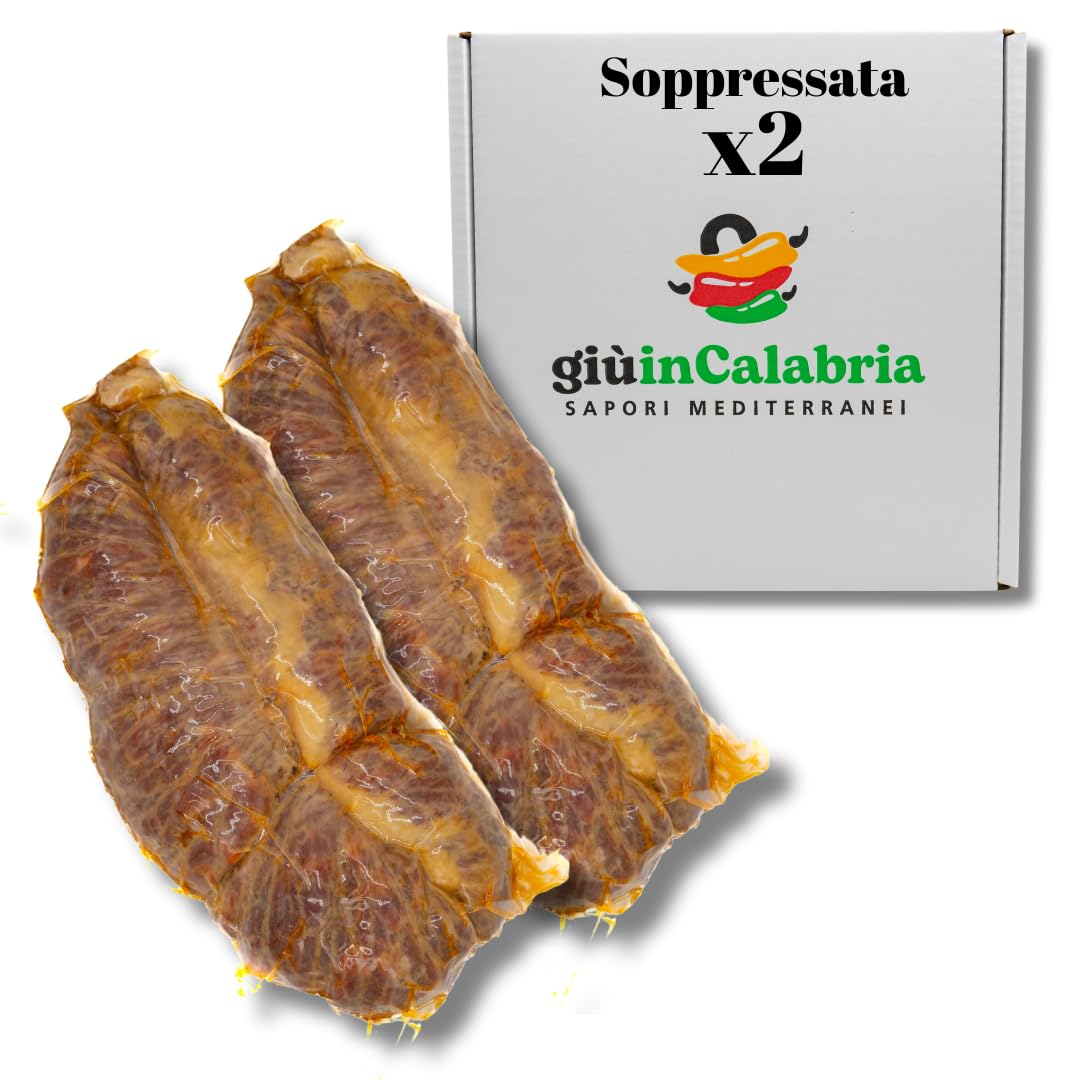 Soppressata Piccante Calabrese 2 pezzi da 350g - Specialità Gastronomiche Perfetta Per Aperitivi, Panini, Affettati e Ceste Regalo - DA AFFETTARE