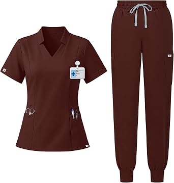 Scrubs for Women Set - V-Neck Top & Jogger Pant