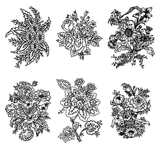 Adult Coloring Book (24 Pages 6"X8") Flowers And Bouquet Flonz Vintage Designs #TOP2