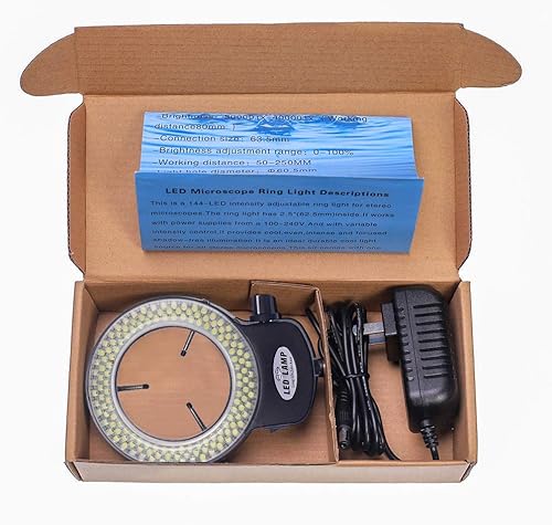 Miniatura 4 de LED-144-ZK Iluminador de luz de anillo ajustable negro de 144 LED para microscopio estéreo (144 LED anillo de luz)