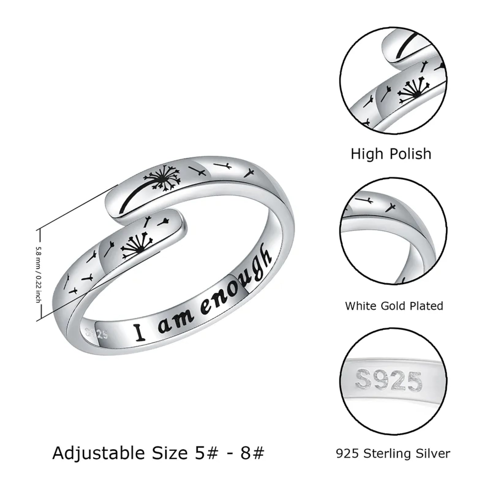 Ringe Ring Damen Finger Frauen Herren Geschenk Ich Bin Genug Ring