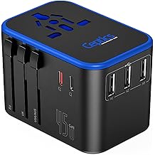 Ceptics Universal Travel Adapter, 45W International Power Adapter with PD & QC 3.0 Dual USB-C, 3 USB Travel Adapter Worldwide, Type I C G A Outlets 110V 220V A/C - EU Euro US UK (11-KU)