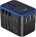 Ceptics Universal Travel Adapter, 45W International Power Adapter with PD & QC 3.0 Dual USB-C, 3 USB Travel Adapter Worldwide, Type I C G A Outlets 110V 220V A/C - EU Euro US UK (11-KU)