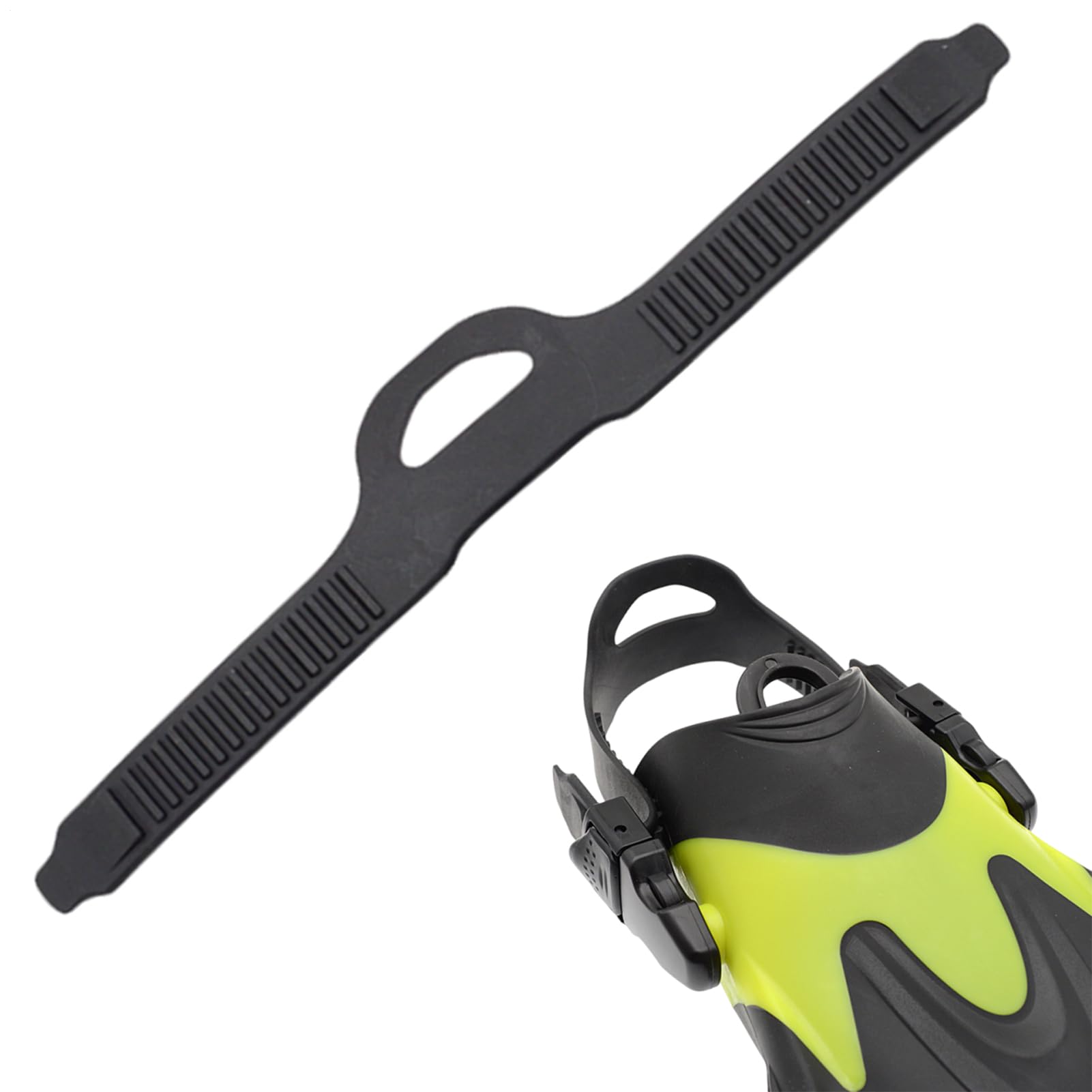 Set di 2 cinghie per pinne da sub, regolabili, antiscivolo, per pinne di ricambio, perfette per nuoto, immersioni, piscina, lago, spiaggia, pesca, surf, 41 cm, colore nero