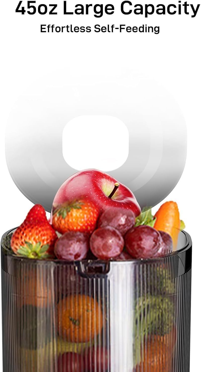 Masticating Juicer Machines, 4.3-Inch Large Feed Chute, High Juice Yield Cold Press Juicer for Whole Fruits and Vegetables, Easy to Clean, Green