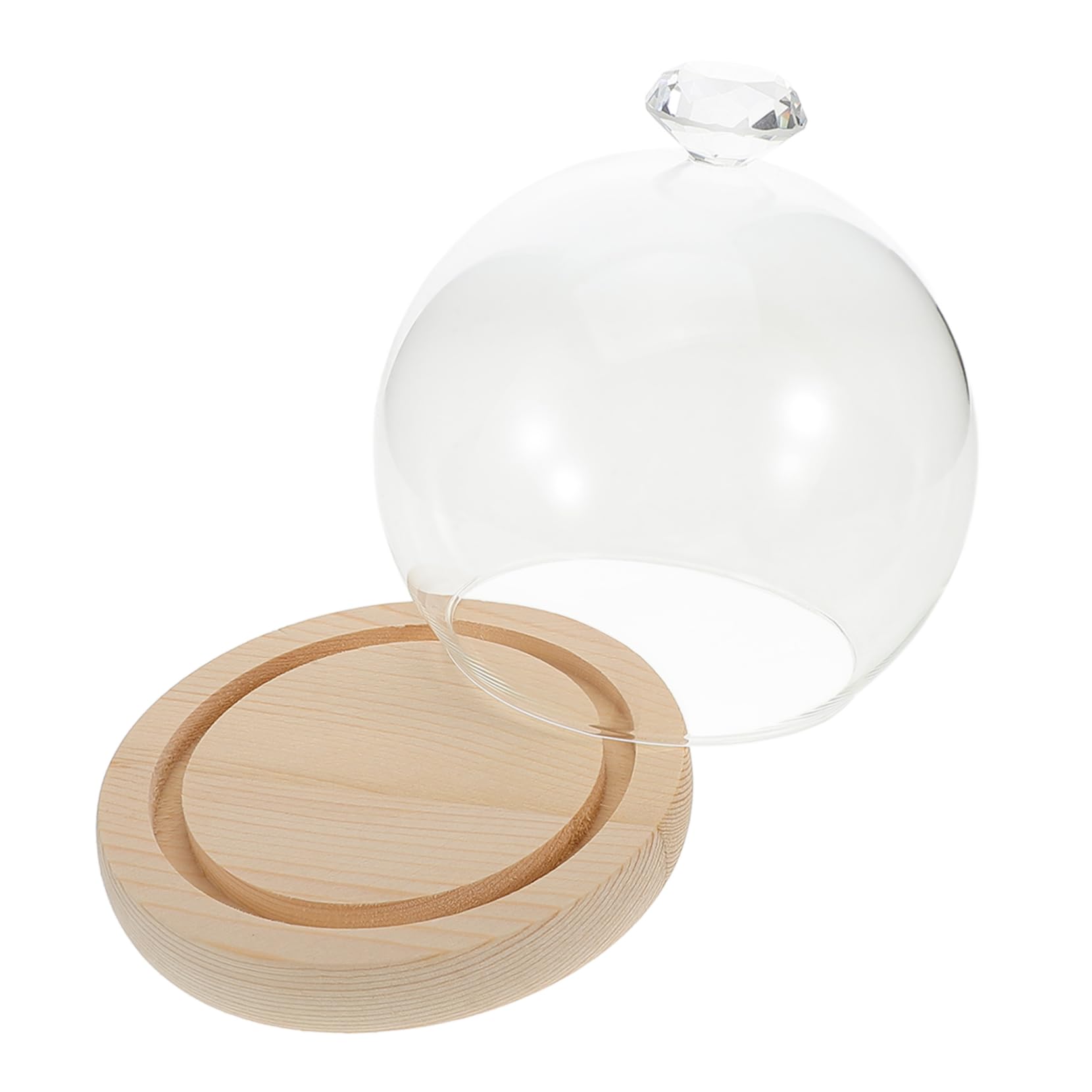 Unomor Elegant Glass Display Dome Floral Vase Protective Cloche Dome Base Small Display Dome for Collections