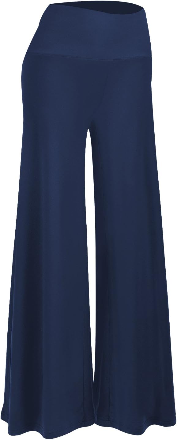 Arrisol Women's Stretchy Wide Leg Palazzo Lounge Pants (Navy Blue,XL)