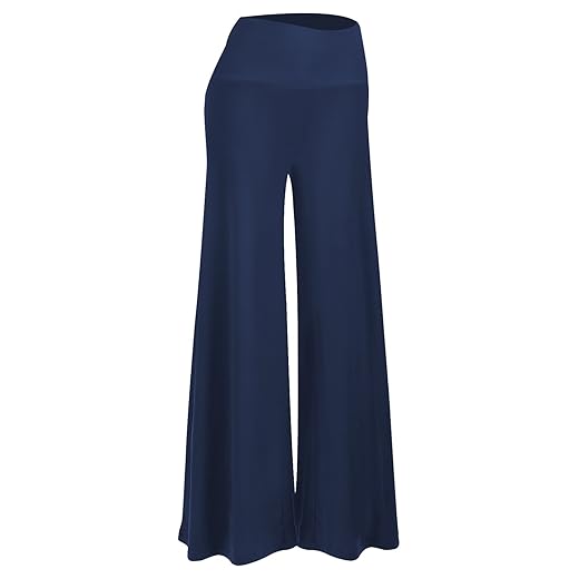 Arolina Women's Stretchy Wide Leg Palazzo Lounge Pants Casual Comfy High Waist Palazzo Pants Navy Blue