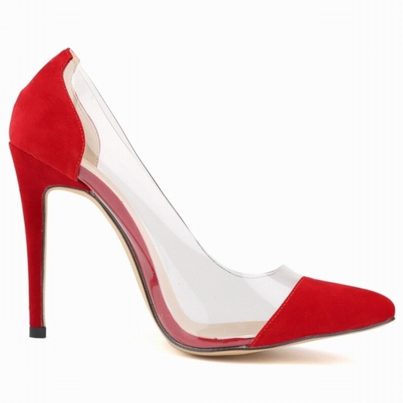 QIANKUN Stiletto Ladies High Heels Sexy Ladies Pointed Toe Velvet High Heels Ladies Party-Red,8.5