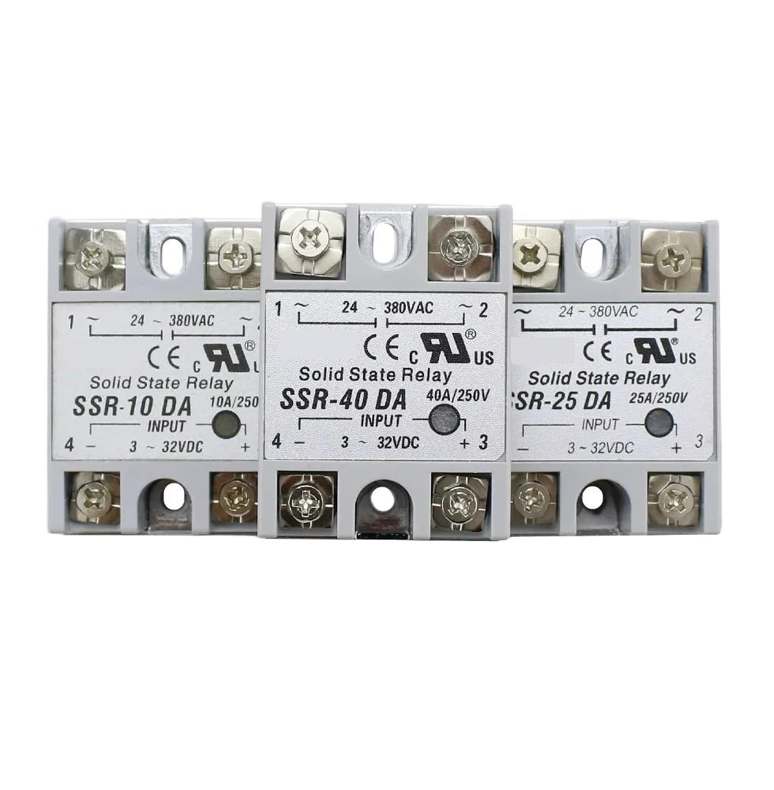 Relais statique SSR 40DA 40A DC-AC monophasé avec coque blanche sans couvercle