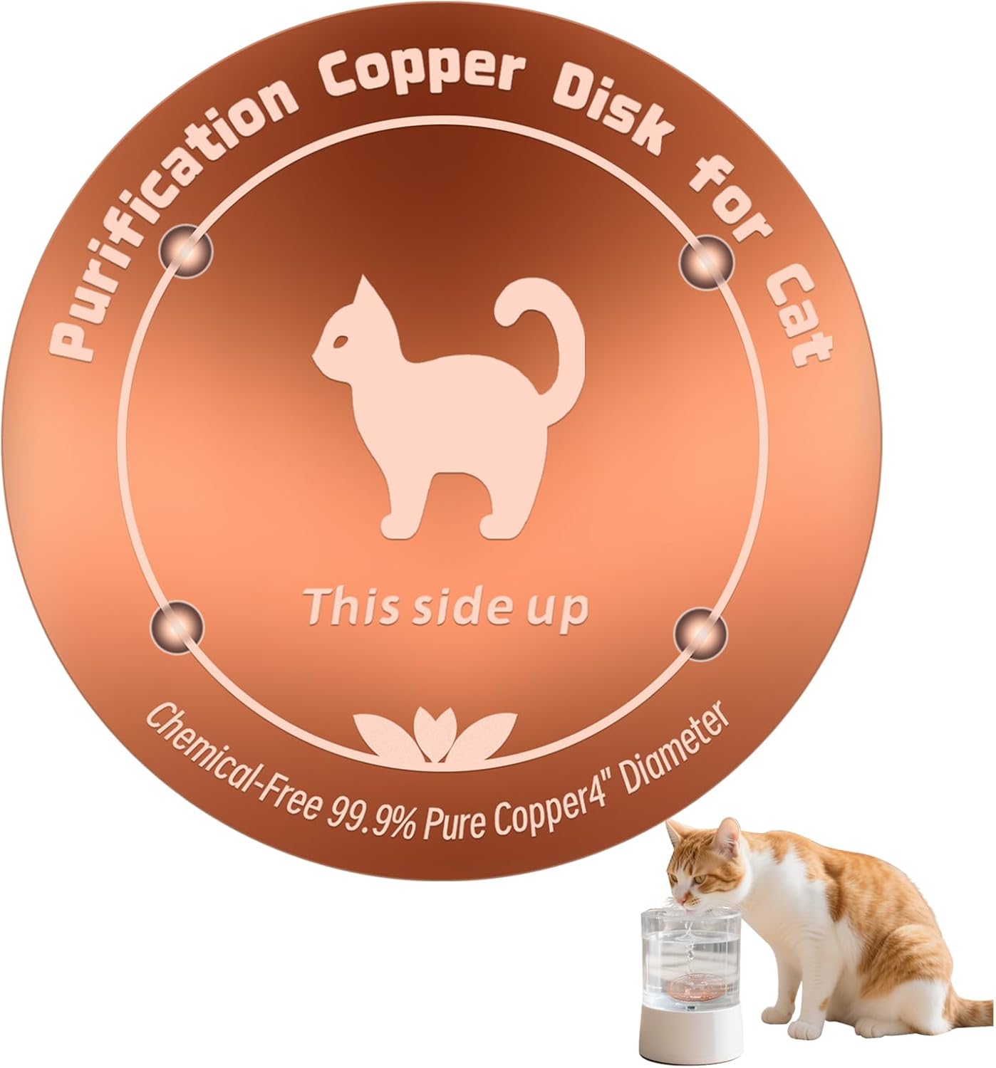Disco de Cobre para Bebedero de Gato 10 cm 99.99% Puro