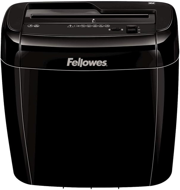 Paper Shredder for Home Use - Fellowes 36C 6 Sheet Cross Cut Paper Shredder for Home Office Use - Powershred Personal Shredder with Safety Lock & 12 Litre Bin - Security Level P4 - Black
