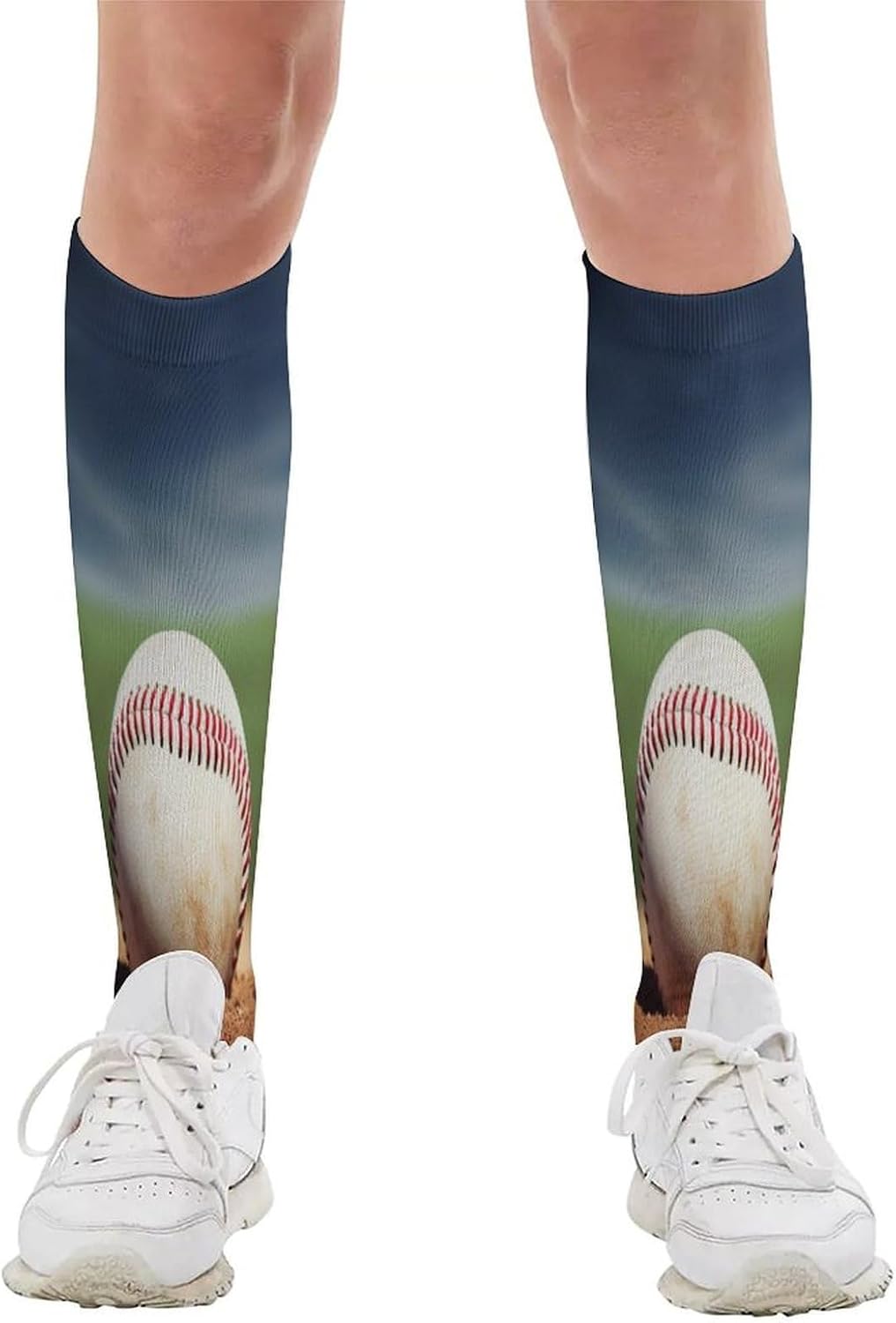 Baseball Compression Sock Circulation Support Socks Lightweight Knee High Tube Sock Over-The-Calf Sock for Adult