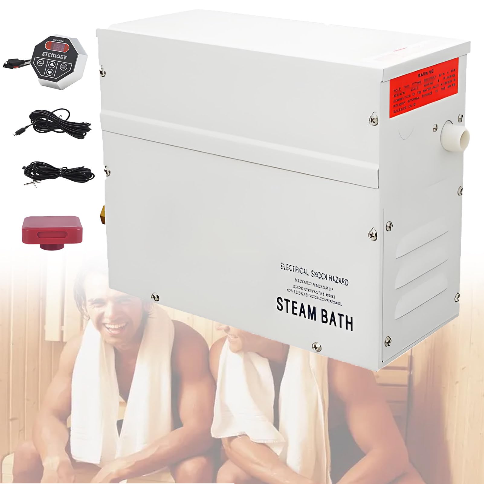 Ofyphth 3-21KW Luxury Self-draining Steam Generator, Shower Sauna Bath Home Steam Bath Spa Generator, with waterproof Control and Auto Drain 77-131℉, for Home Commercial Use. 3KW