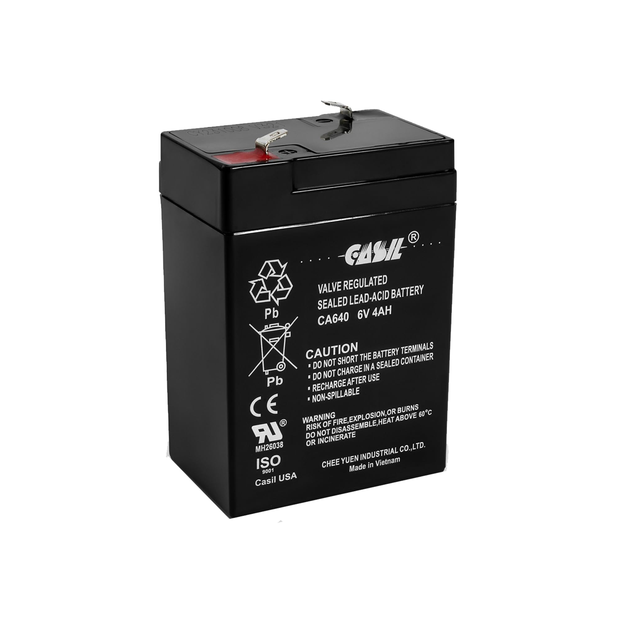Casil 6V 4Ah Rechargeable Sealed Lead Acid Replacement Battery (CA640-1PC)