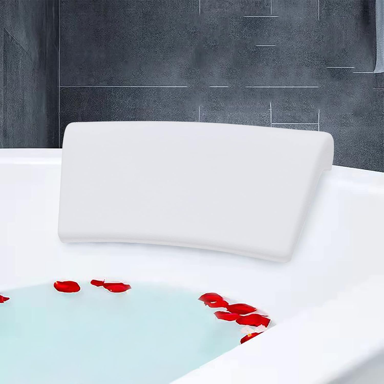 Cojín de baño de poliuretano con ventosas, cojín cervical para bañera spa, jacuzzi, reposacabezas ergonómico, cabeza, cuello, espalda y hombros, 29,5 cm x 14,5 cm x 10 cm