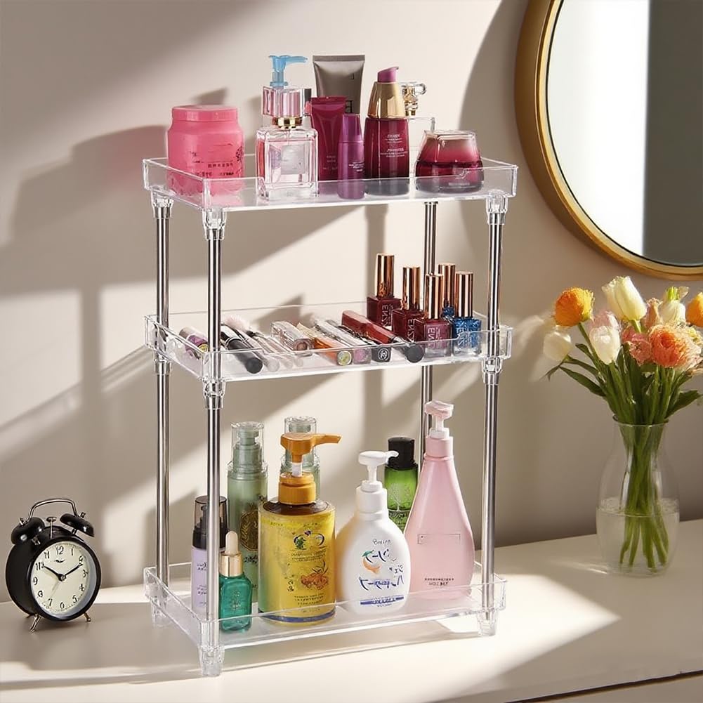 Body Spray Organizer, 3 Tier Bathroom Counter Organizer Acrylic Clear Corner Makeup Organizers Bathroom Organizers Countertop Counter Vanity Tray