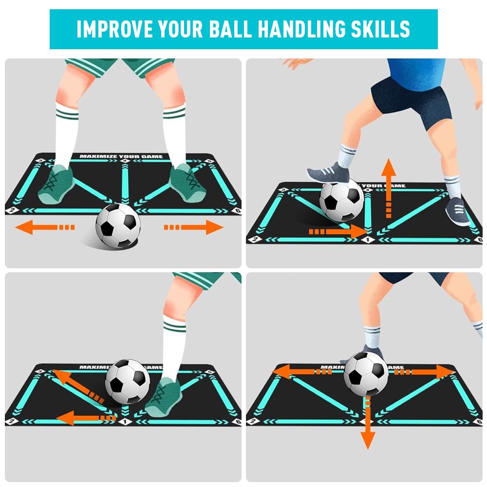 Lotvic Tapis D’Entraînement Football 60x90 Cm – Tapis De Dribble Avec Ceinture Réglable, Idéal Enfants & Débutants