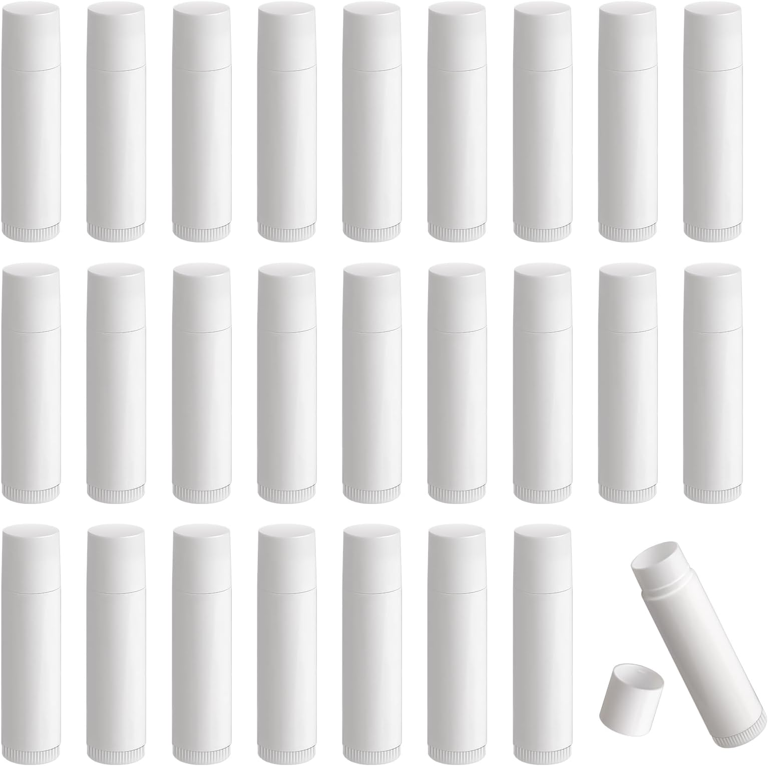 Lip Balm Containers,25pcs Empty Lip Balm Tubes, Reuseable Plastic Lipstick Containers Refillable with Cap for DIY Homemade Lip Balm (white, 5g)