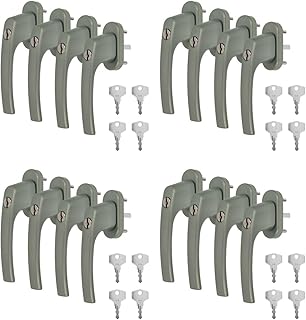 16 x Alu Fenstergriff in Dunkelsilber F9 abschließbar - Stiftlänge 40mm