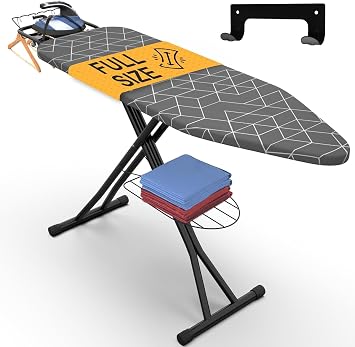 Xabitat Ironing Board 43" x 13" Foldable with Wall Hanger, Full Size