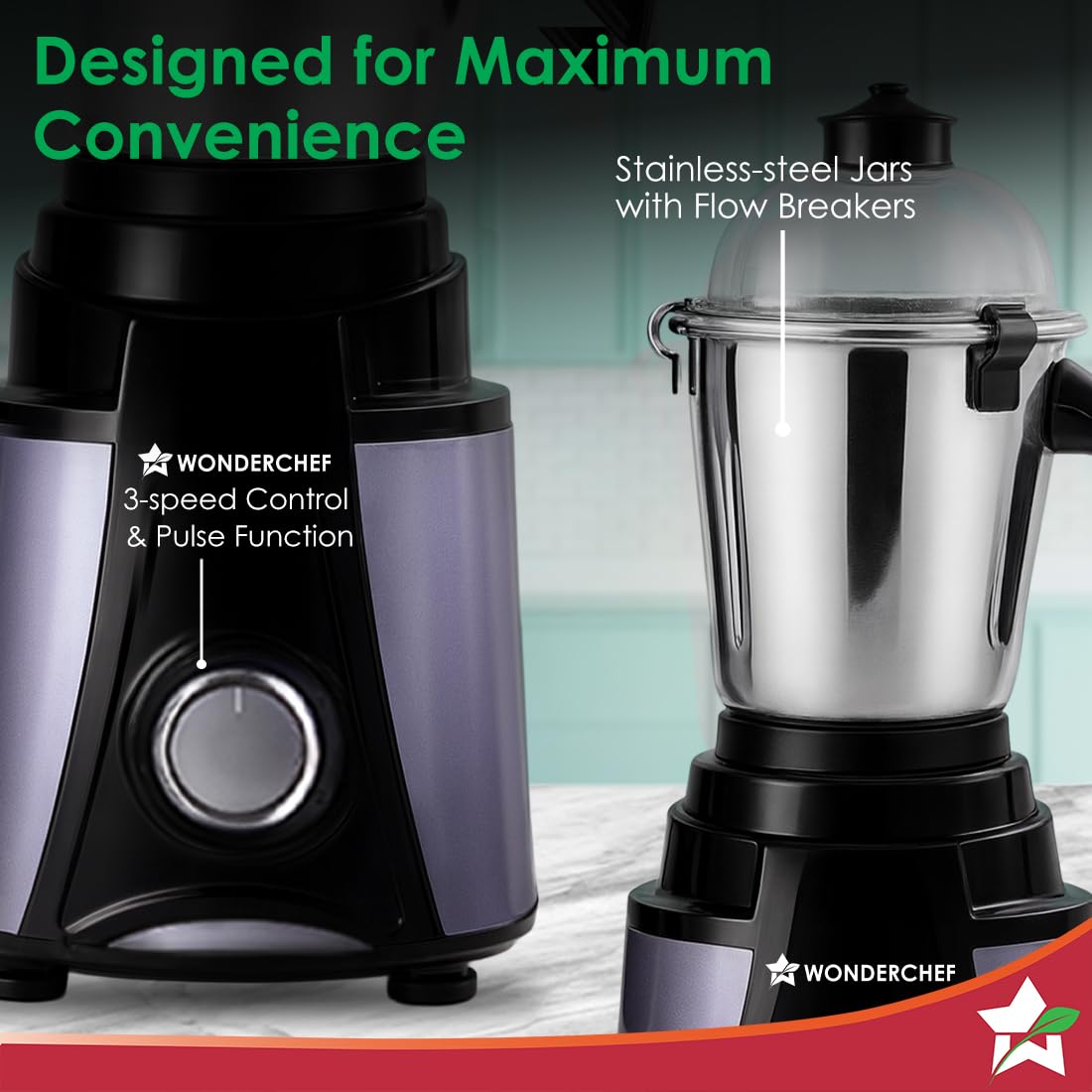 Wonderchef Galaxy Mixer Grinder - 1000W Copper Motor -7