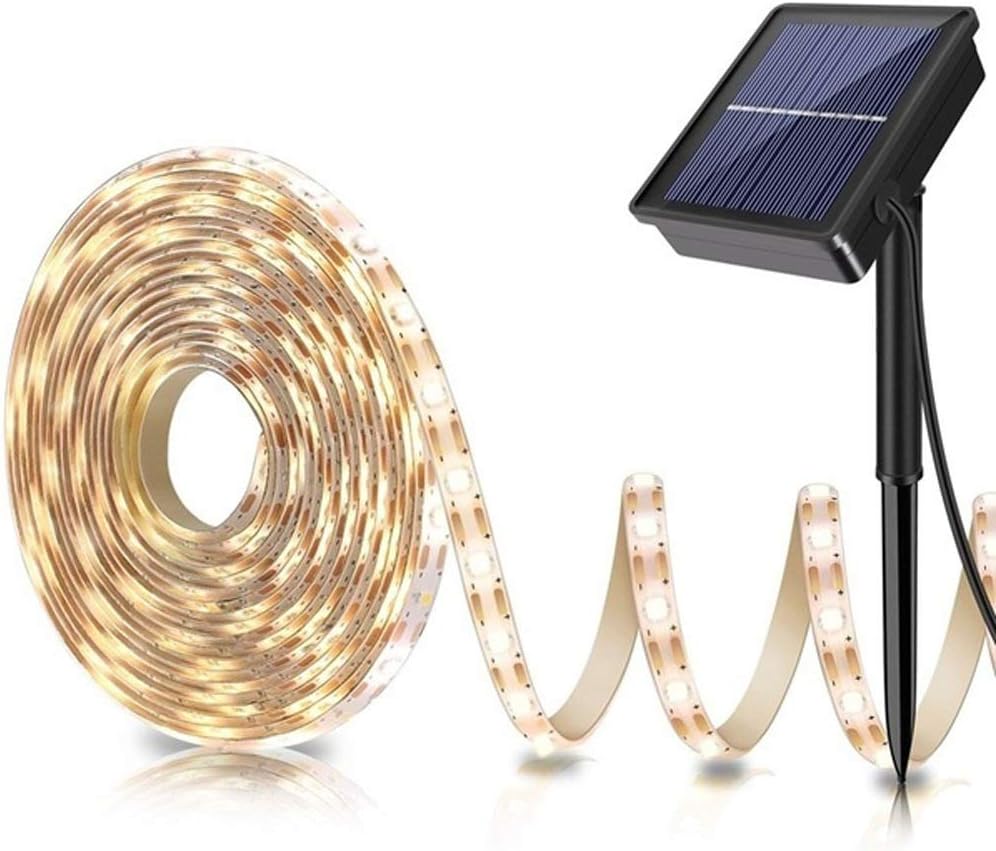 keeda Solar Led Garden Strip Lights 16.4ft 150LED Flexible Cuttable Waterproof Lights Strip Self Adhesive 8 Modes Staircase Lights for House Porch Pool Wall Party (Multicolor)