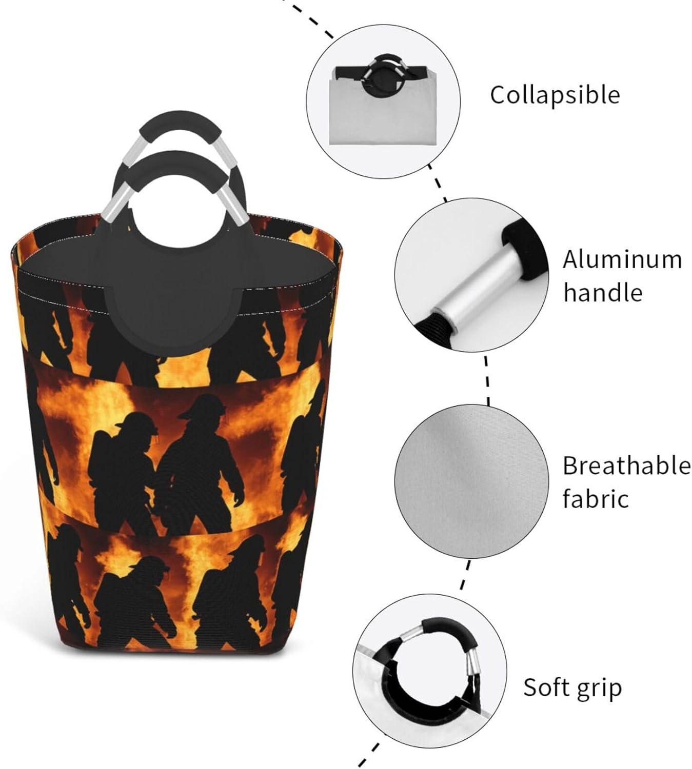 50l Laundry Basket Firefighter Fire Proud Waterproof Laundry Hamper Foldable Clothes Laundry Bag With Handles