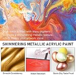 ABEIER Metallic Acrylic Paint, Set of 24 Metallic Colors in 2oz/60ml Bottle, Rich Pigments, Non Fading, Non Toxic Paints for Artist, Beginners, Painting on Rocks Crafts Canvas Wood, Fabric&Stone