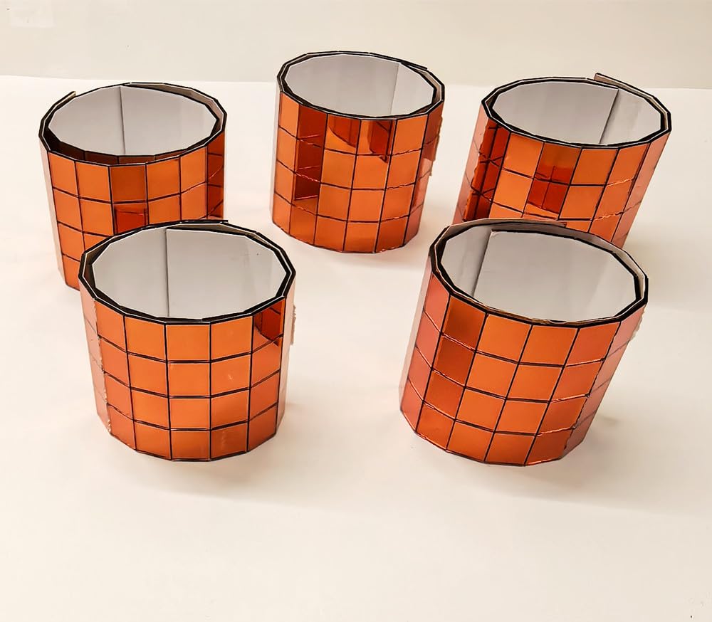 600pcs Orange Self-Adhesive Mirror Squares Mini 10x10mm,Real Glass Mirror Roll,Decorative Mirror Sticker Sheet DIY Accessory Mirrors Mosaic Tiles
