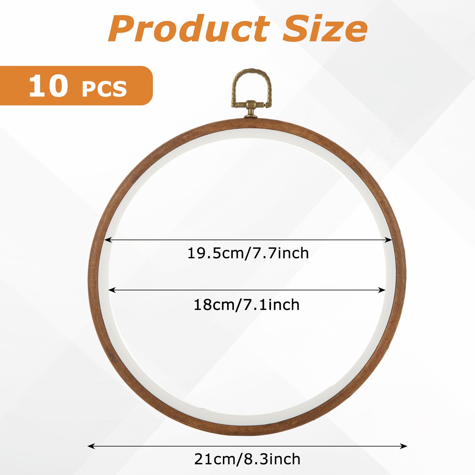 MUXHEL 10 cerchi da ricamo da 20 cm, in legno imitato e plastica, telaio rotondo da ricamo per appendere decorazioni artistiche
