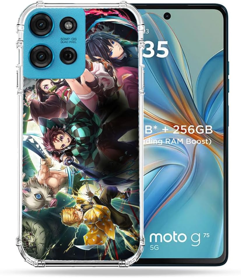 Cokitec Reinforced Case for Motorola G75 5G Manga Demon Slayer Groupe Multicoloured