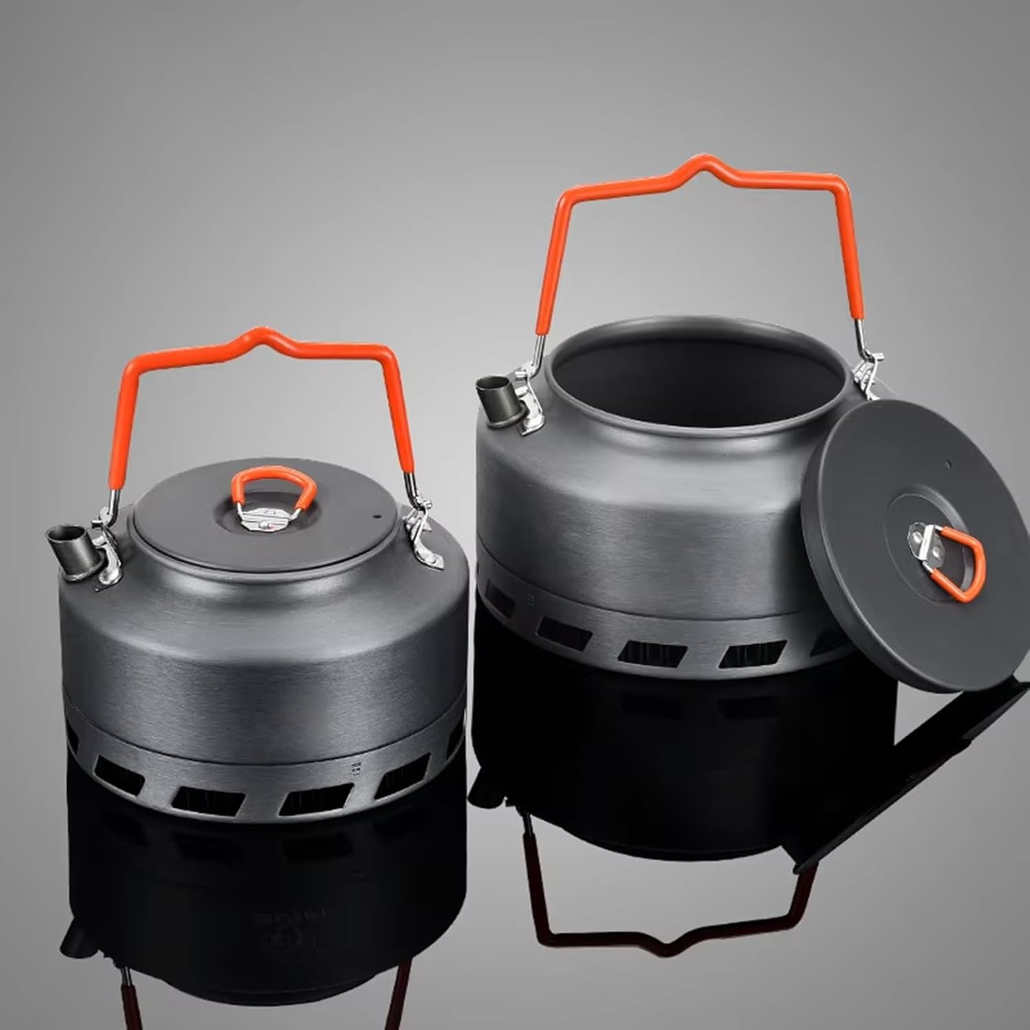 Outdoor Camping Kettle Aluminum Alloys Teapot Outdoor Hiking Water Boilers Camp Teas Coffee Pots Portable Aluminum Alloys Kettle Stovetop Whistling