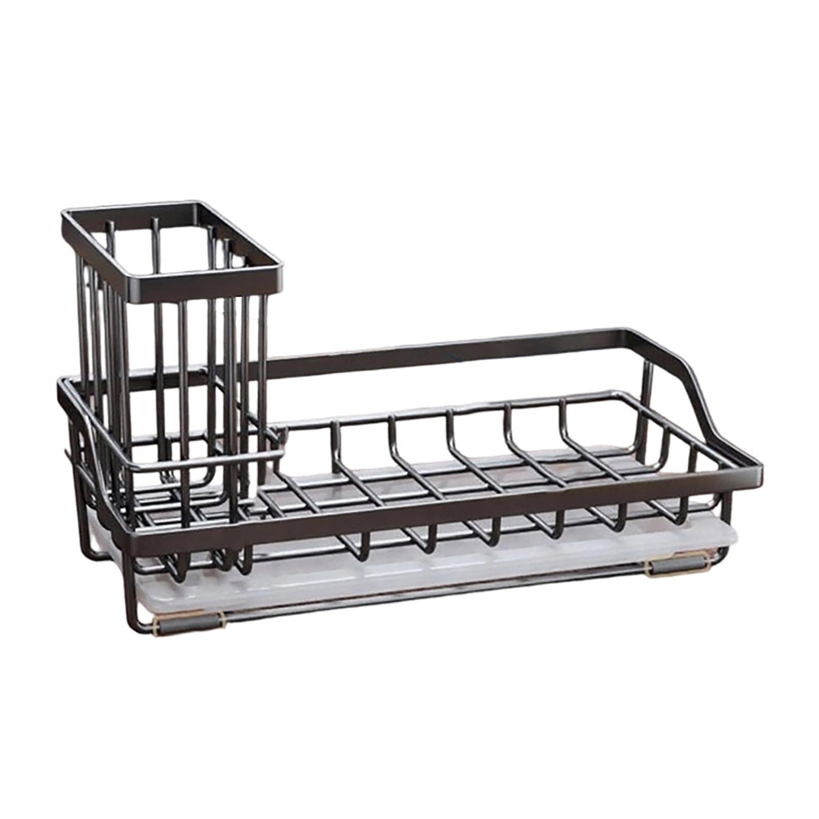 Glifora Kitchen Sink Sponge Holder with Drip Tray - Stainless Steel Sink Caddy Organiser, Non-Slip Pads, Countertop Storage for Sponges, Dish Soap and Brushes