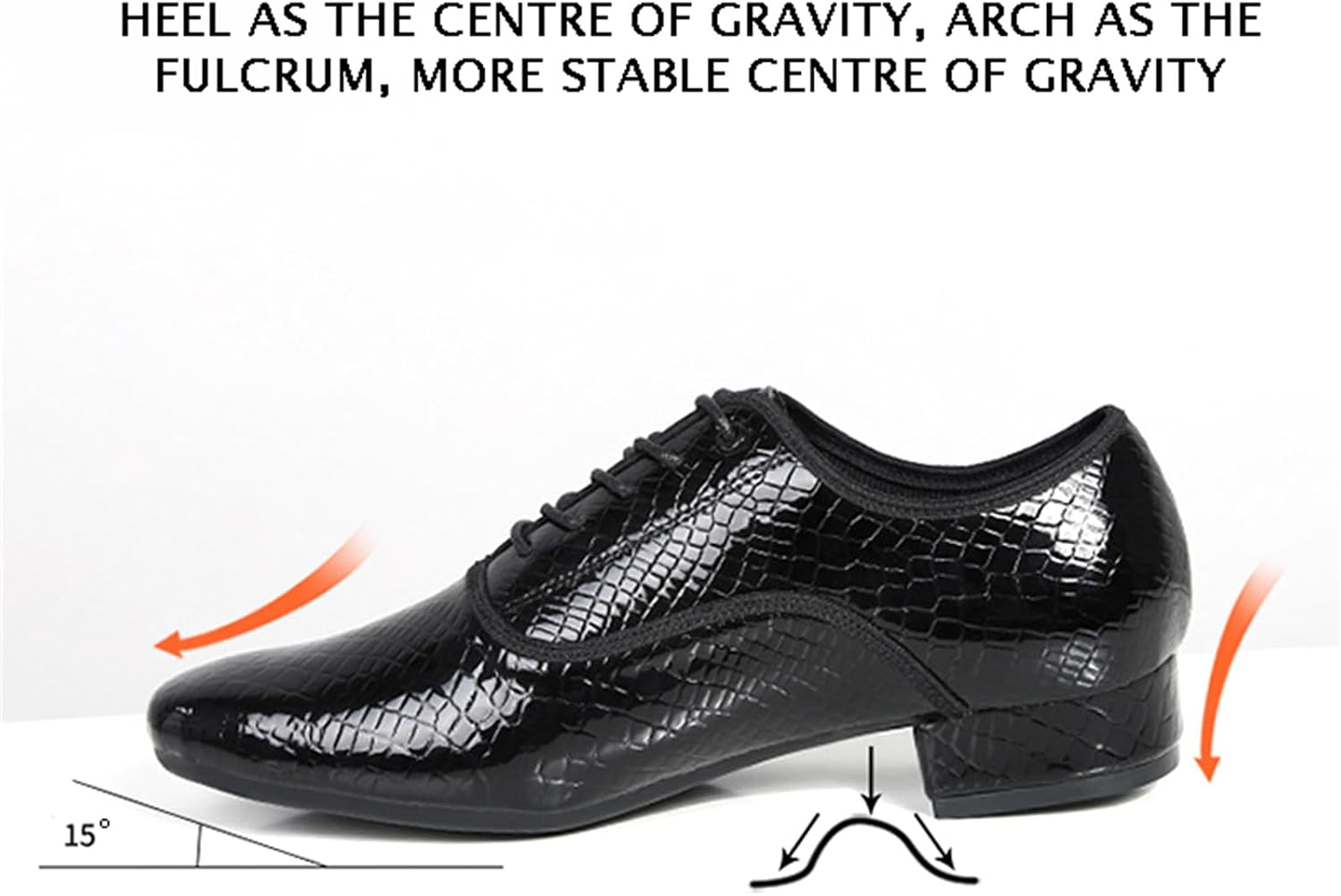 Men's Modern Dance Shoes Patent Leather Latin Ballroom Shoes Low Heel Outdoor Party Shoes